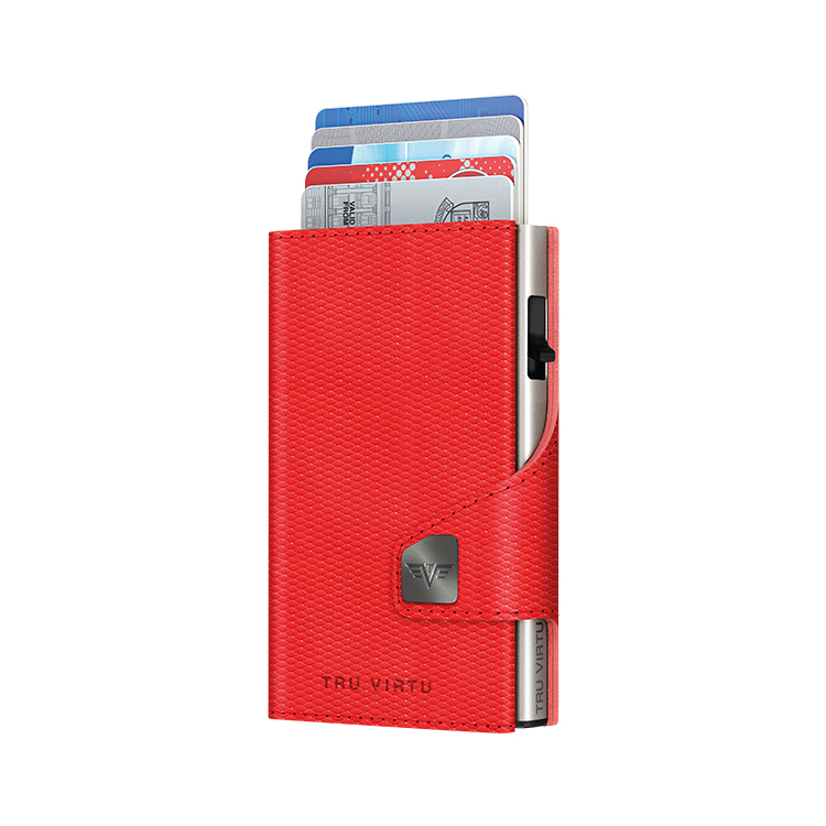 Tru Virtu “Click & Slide”  Wallet - Rhombus Coral/Silver