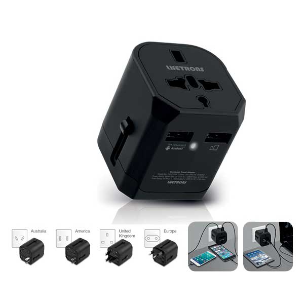 Lifetrons Worldwide Travel Adaptor with Dual-USB Charging Port