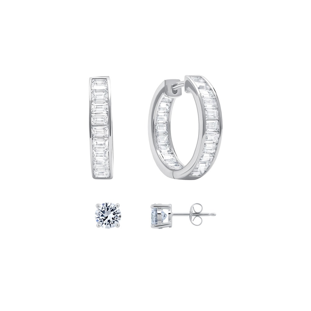 Crislu Stud and Hoop Earring Set