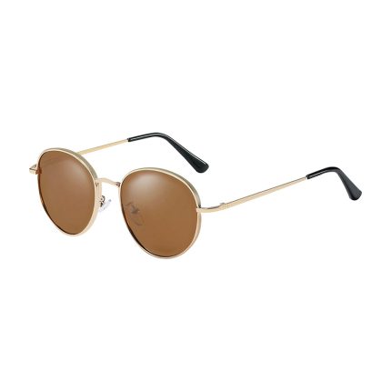 Golden/Brown Round Sunglasses