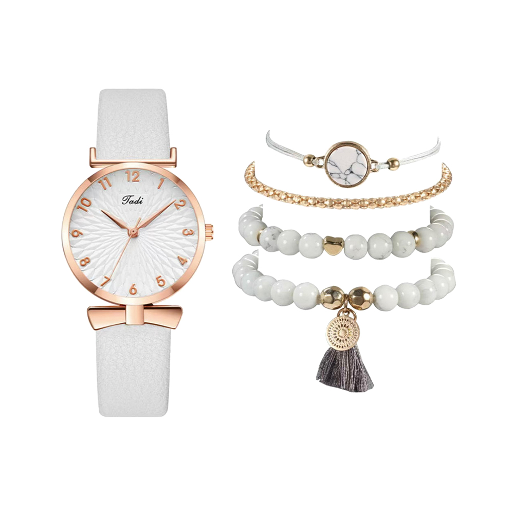 Pearl Horizon Elegant White Watch & bracelet Set