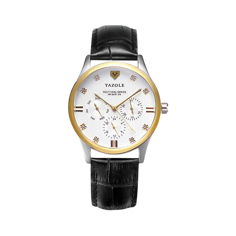 Yazole-Mens-Watch Gold Chronograph Gents