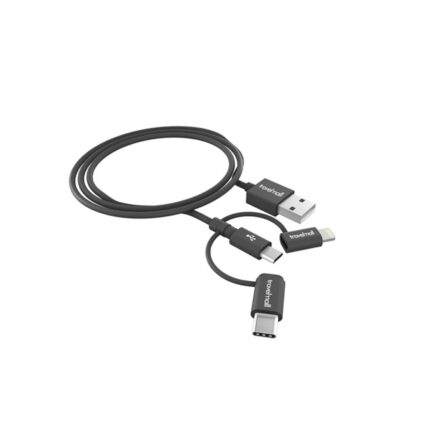 Travelmall Lightning, Micro-USB & USB-C Cable, Black Charge & Sync